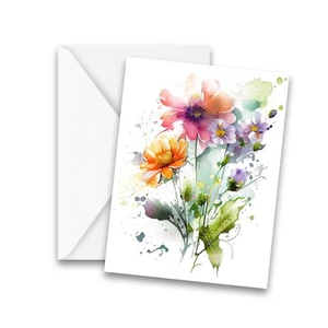 12 All Occasion Notecards Blank w/ Envelopes - Watercolor Wildflower Cards - Picture 1 of 2