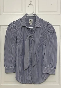 Camisa a rayas azul y blanca Thomas Mason con cuello corbata talla 0 - Imagen 1 de 6