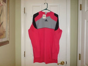 ADIDAS PERFORMANCE CLIMALITE MENS PINK AND SILVER SOCCER SHIRT SIZE L NWT - Picture 1 of 8