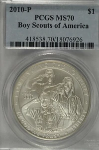 2010 P Boy Scouts of America Commemorative Silver Dollar PCGS MS70 - Picture 1 of 3