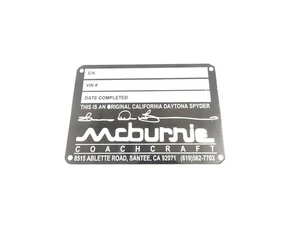 DATA PLATE FITS TO McBurnie 365 Ferrari GTS/4 Spyder Coachcraft #V495-8 - Picture 1 of 6