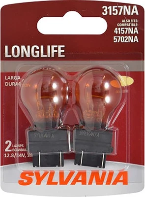 Lámpara de repuesto de señal de giro delantera Sylvania LongLife 3157NA 4157NA 28,5W de dos bombillas Foto 1 de 4