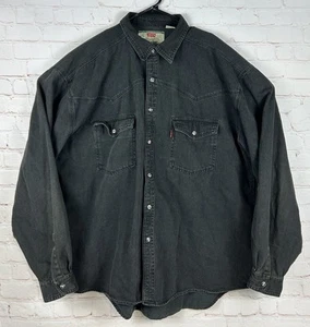 Levis Denim Long Sleeve Pearl Snap Shirt Men's Size XL Black Relaxed Fit Levi’s - Picture 1 of 7