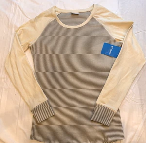 Columbia Lsleeve  womens thermal crew pullover , Large, new wt, beige/strip - Picture 1 of 6