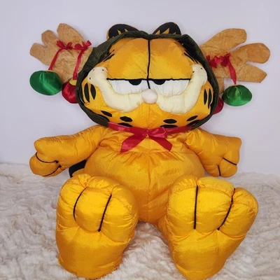 Garfield 1981 Jumbo Peluche Navidad Reno Cuernos Dibujos Animados Gato De Colección Paracaídas Foto 1 de 4