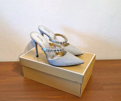 Décolleté sabot con tacco, argento metallizzato, strass, Michael Kors, N.37,5 - Imagen 1 de 4