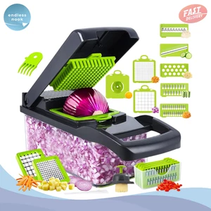 15-in-1 Vegetable Chopper Slicer Cutter Food Processor with Container Green - Picture 1 of 9