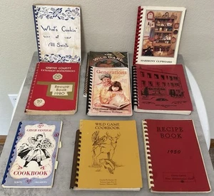 Vintage spiralgebundene Gemeinschaftskochbücher Menge 9 Kirche Schule lokale Rezepte - Bild 1 von 5