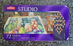 DERWENT STUDIO 72 COLOUR PENCIL SET IN TIN WITH LIFT OUT LAYER ITEM NO. 32201 - Picture 1 of 18
