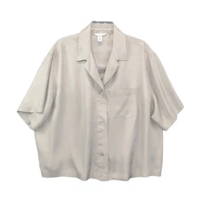 Camicia da campeggio H&M morbida verde con bottoni davanti manica corta raso viscosa XL - Foto 1 di 9