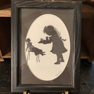 Mary Dezzutti sagoma inchiostro "Tea Party" arte incorniciata. 6”x8”. - Foto 1 di 7