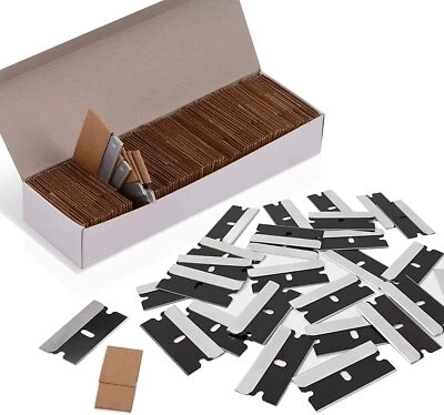 100/200 peças lâminas sobressalentes de aço carbono para barbeador de segurança adesivo removedor de cola de vidro - Imagem 1 de 4