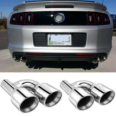 For Ford Mustang 2.5" to 4" Dual Exhaust Quad Tips Double Wall Stainless Steel - Image 1 of 4