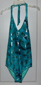 Girl's One Piece Turquoise Foil Mermaid Swimsuit by Justice - Size 12 - Picture 1 of 6