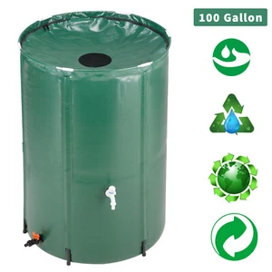 100 Gallon Portable Rain Barrel Water Collector Tank Outdoor With Spigot Filter - Picture 1 of 13