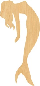 Mermaid 2 Laser Cut Out Wood Shape Craft Supply - Woodcraft Cutout - Picture 1 of 1