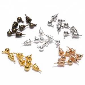 Juego de fornituras de tapón trasero y poste de bola de metal de 50 piezas 3 ~ 5 mm - Imagen 1 de 10