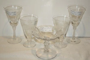 Fostoria Lido crystal Comport, (2) Stemmed Water Goblets, (2) Iced Tea Tumblers - Picture 1 of 12
