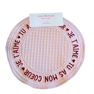 Isaac Mizrahi Valentine Quilted Placemats 15in Je T'aime Pink & Red Set of 4 New - Picture 1 of 14