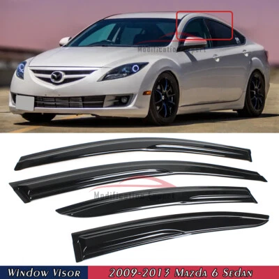 For 2009-2013 Mazda 6 GH1 JDM Mugen Style Window Visors Rain Guards Deflectors - Image 1 of 4