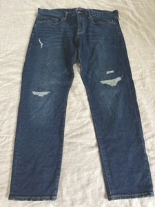 Pantalones de mezclilla ajustados ajustados elásticos oscuros GAP 38 X 30 desgastados para hombre ¡COMO NUEVOS! - Imagen 1 de 12