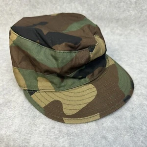 Military Hat Cap 6.5 Green Brown Woodland Camouflage Ear Flap Cotton Nylon Army - Picture 1 of 7