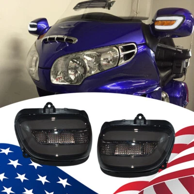 2PCS LED Side View Mirrors Turn Signal DRL For Honda GoldWing GL1800 2001-2017 - Image 1 of 4
