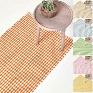 Washable Cotton Gingham Rugs Pink Blue Beige Green Orange  Carpet Kids Bath Mats - Picture 1 of 43