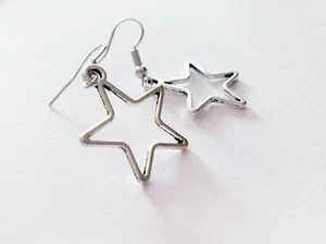 Star Dangle Earrings, Hollow Star Earrings, Star Earrings, Patriotic Jewelry - Picture 1 of 3