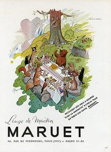 "MARUET HAUSWÄSCHE" Originalanzeige. entoilée PELLOS PLEASURE DE FRANCE 1947 - Bild 1 von 1