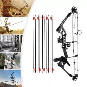 Compound Bow Kit with 12 Arrows Right Hand Archery Hunting Set Black 30-55lbs - Picture 1 of 23