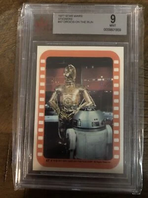 1977 Star Wars Sticker #47 Droids On the Run BGS 9 Mint! Hot rare grade - Image 1 of 2