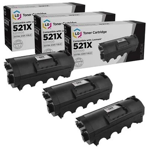 LD Compatible Lexmark 52D1X00 / 521X 3pk EHY BLK Tonerss for MS811/MS812 Series - Picture 1 of 9