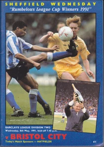 Sheffield Wednesday V Bristol City 1990/91 08-05-1991 división 2 - Imagen 1 de 1