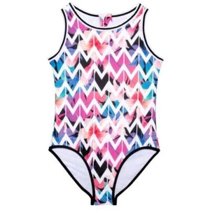 JANTZEN Girls 8 Chevron/Leaf Print One-Piece Swimsuit NWT $44 - Picture 1 of 2