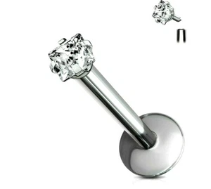JUEGO DE PUNTAS CUADRADAS DE TITANIO 16G CIRCONITA ROSCADA INTERNAMENTE ANILLO TRAGUS LABRET LABIO - Imagen 1 de 3