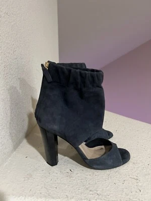 Sandalias botín Diane Von Furstenberg DVF gamuza azul recorte peep toes 7,5 Foto 1 de 4