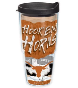 Texas Longhorns 24oz Tervis Tumbler with Lid-Statement Wrap-Made in USA-New - Picture 1 of 1