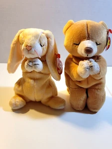 Vintage Ty Praying Beanie Babies Lot Hope Bear1998 Grace Bunny 2000 - Picture 1 of 22