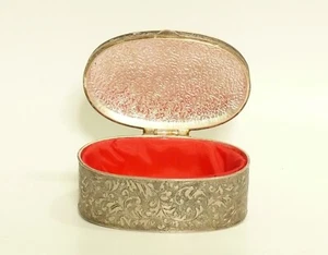 Vintage Silver Tone Oval Engagement Rings Trinket Box - Picture 1 of 3