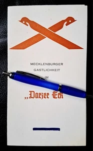 Alte Speisekarte "Darzer Eck" Altenhof Plau Lübz Ganzlin Malchow Waren Röbel Rar - Bild 1 von 2