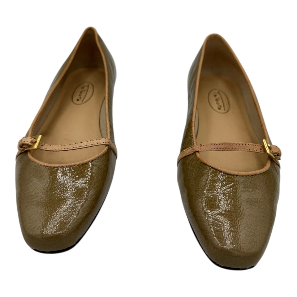 Talbots Women's Olive Green Patent Leather Ballet Flats Mary Jane Style Size 6B - Image 1 of 4