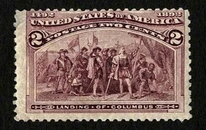 US 1893 #231 Columbian Exposition 2c Brown Violet Corner Thin MNH Mint - Picture 1 of 2