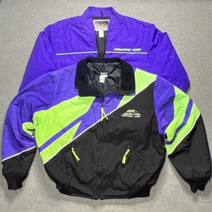 Vintage Arctic Cat Jacket Mens XL Black Purple Green Snowmobile Thinsulate 90s - Picture 1 of 23