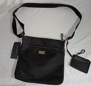 EUC Tommy Hilfiger Black Crossbody Shoulder Bag & Cardholder Set w/ front pocket - Picture 1 of 8