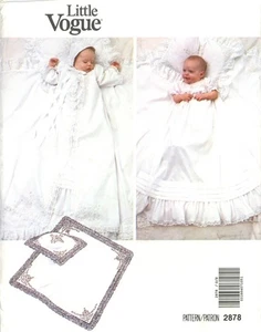 Vogue 2878 Christening Baptism Dress, Coat, Bonnet, Pillow, Sham & Blanket CUT - Picture 1 of 5