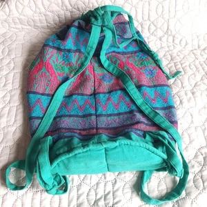 Vintage El Huarache 100% Baumwolle Hergestellt in Guatemala Ethno Gewebt Rucksack Tasche - Bild 1 von 6