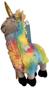 Fransen Spielzeugkiste Plüsch Regenbogen Lama Einhorn Llamacorn Hundespielzeug quietscht TOYBOX NEU - Bild 1 von 14
