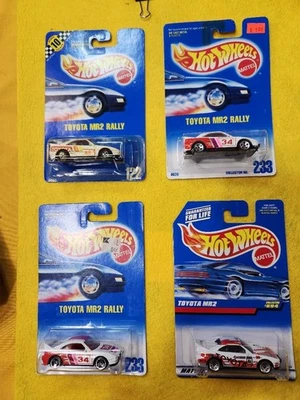 HOT WHEELS TOYOTA MR2 RALLY, 4 BLUE CARD VERSIONS OF TOYOTA MR2 - Image 1 of 4