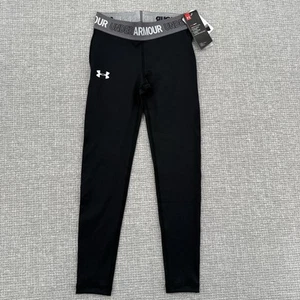 Under Armour Heat Gear Fitted Black Crop Leggings-Girl's Sz S YSM NEW $30 - Picture 1 of 9